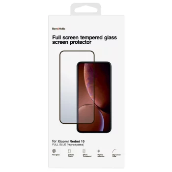 Защитное стекло Barn&Hollis(Full Screen FULL GLUE для Xiaomi Redmi 10 (черная рамка))