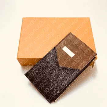 COIN CARD HOLDER N64038 Womens Mens Designer Fashion Zipped Pocket Luxury Wallet Coins Credit Cards Case Brown Monogrammed Plaid Canvas