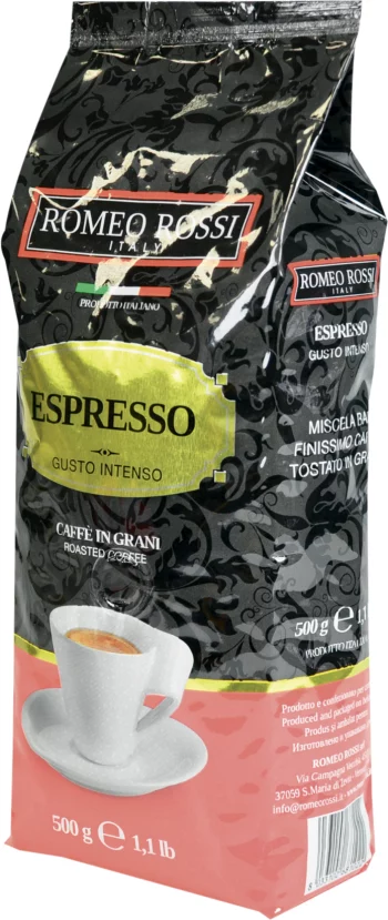 Кофе натуральный жареный зерновой Интенсо Romeo Rossi 0.5 кг.
